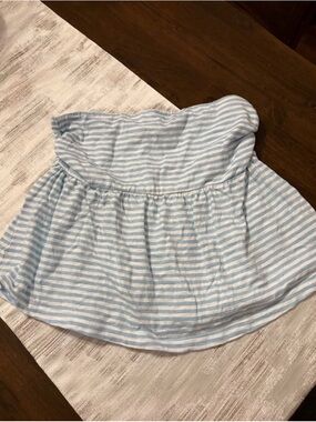 Striped Blue & White Strapless Tube Top